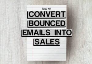 record card reading how to convert bounced emails into sales