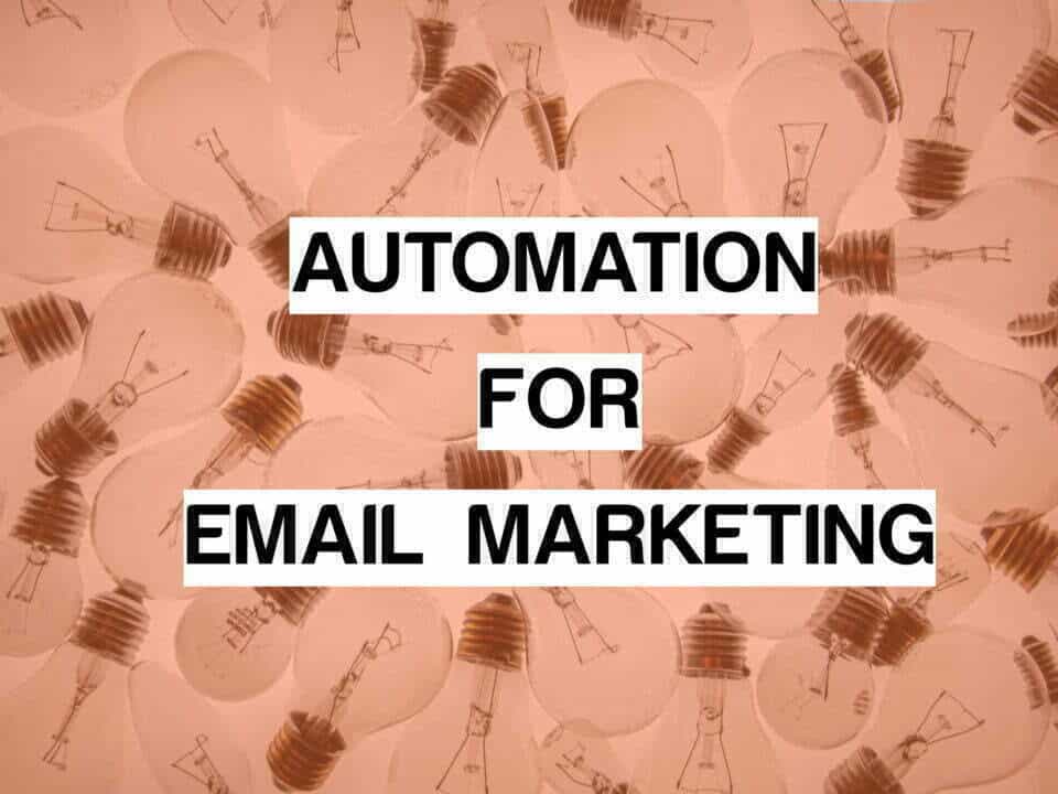 image of text reading Automation for Email Marketing with light bulbs in the background