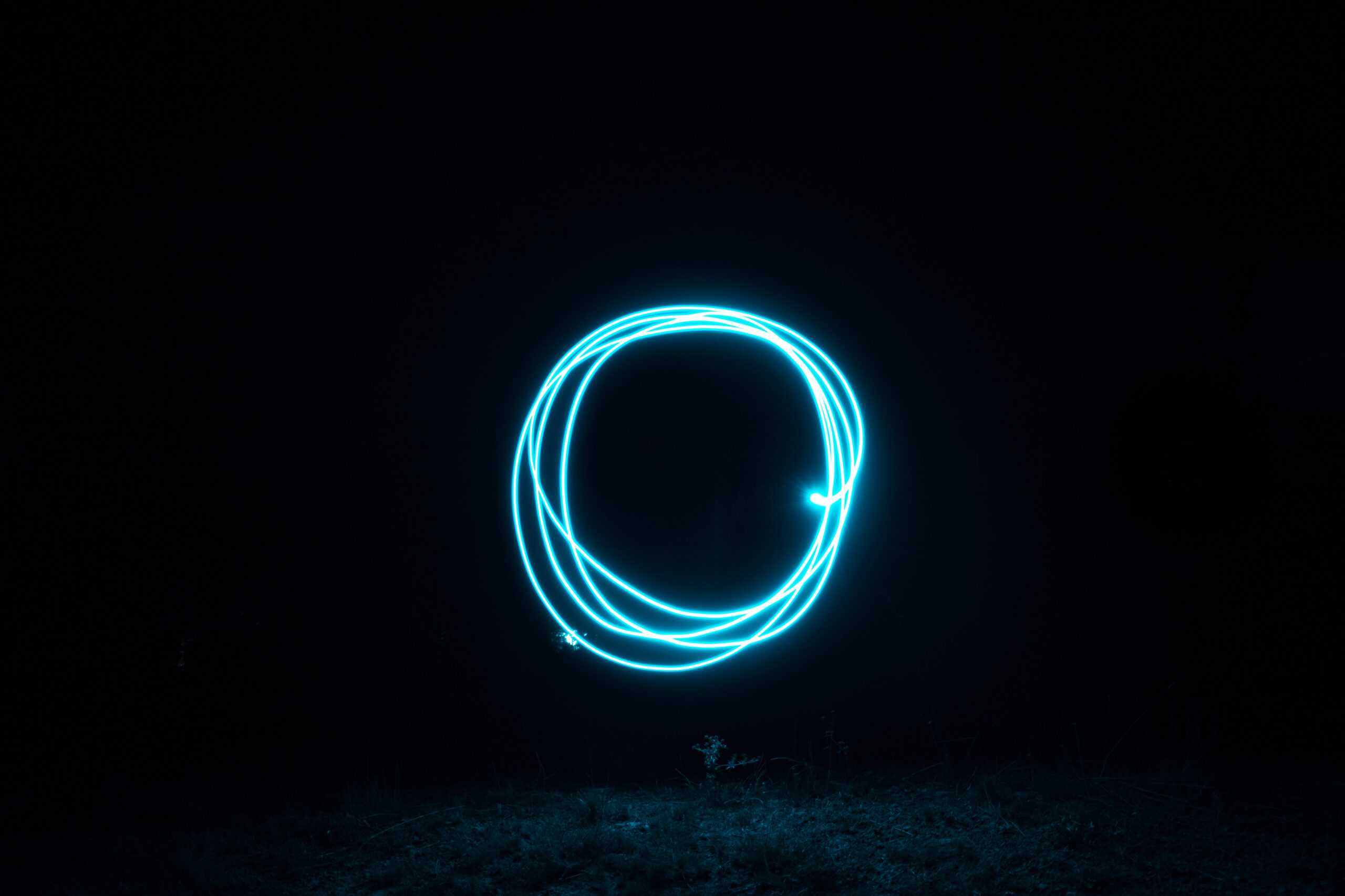 blue LED string light circle with black background for managing sales pipelines article