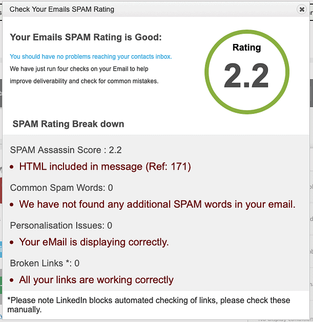 photo for spam filter article displaying spam checker rating screenshot image