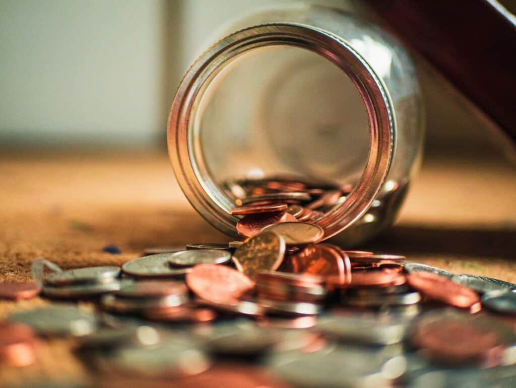 jar of money, loose change, article for guerrilla marketing