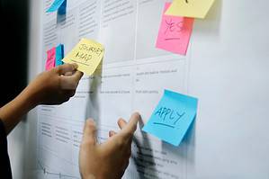 people holding sticky notes to plan business strategy for prospect conversion article
