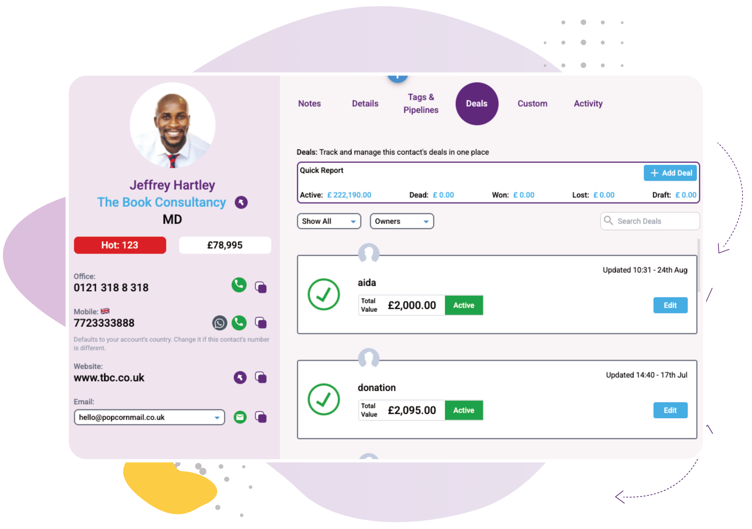 Deals in contact popup - Features Image